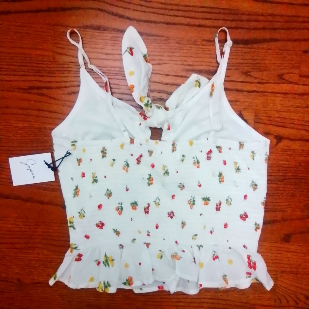NWT Japna Size M Tie Front Ruffle Top - Picture 5 of 5